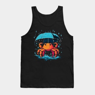 Crab Rainy Day With Umbrella Tank Top